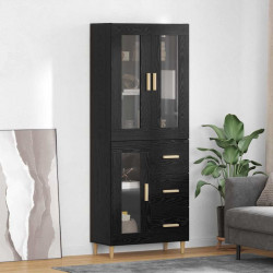 Highboard Czarny Dąb 69,5 x 34 x 180 cm Materiał drewnopochodny