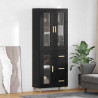 Highboard Czarny Dąb 69,5 x 34 x 180 cm Materiał drewnopochodny