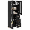 Highboard Czarny Dąb 69,5 x 34 x 180 cm Materiał drewnopochodny