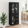 Highboard Czarny Dąb 69,5 x 34 x 180 cm Materiał drewnopochodny