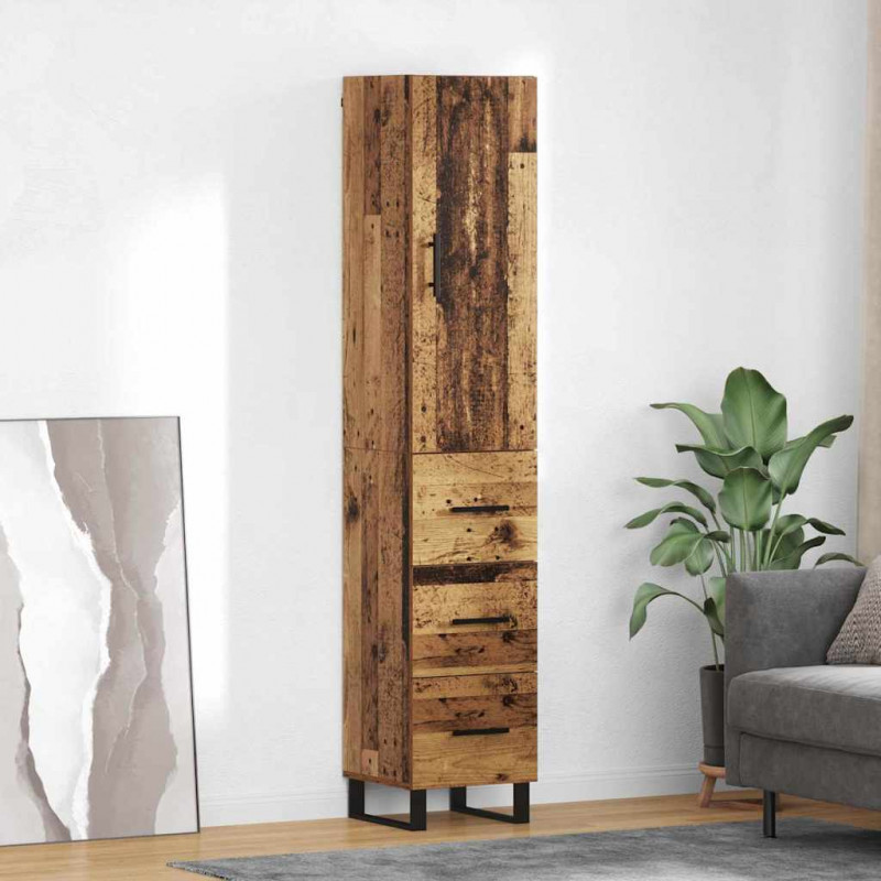Highboard z szufladą Stare drewno 34,5 x 34 x 180 cm