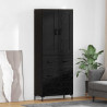 Highboard z szufladą 2 pcs Czarny Dąb Materiał drewnopochodny