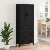 Highboard z szufladą 2 pcs Czarny Dąb Materiał drewnopochodny