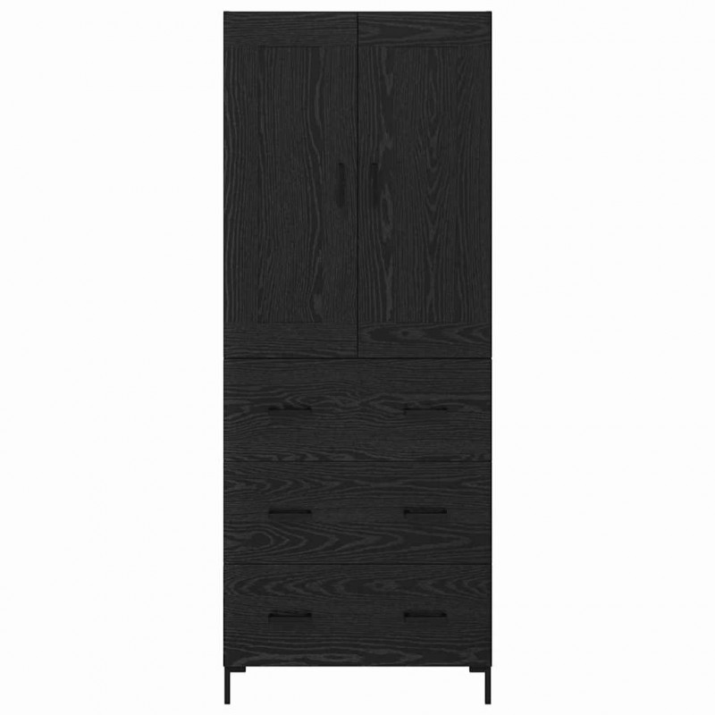 Highboard z szufladą 2 pcs Czarny Dąb Materiał drewnopochodny