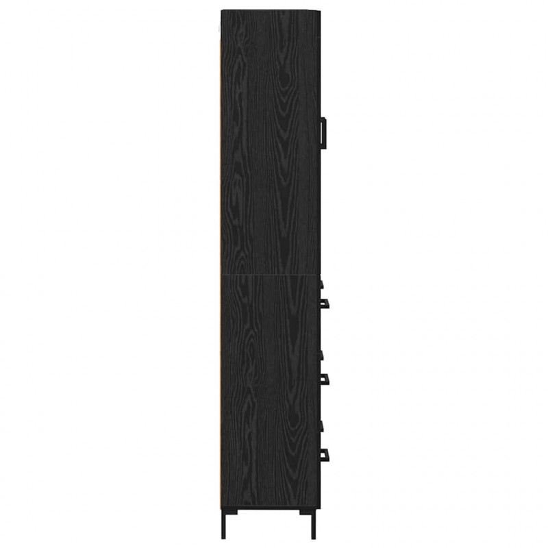 Highboard z szufladą 2 pcs Czarny Dąb Materiał drewnopochodny