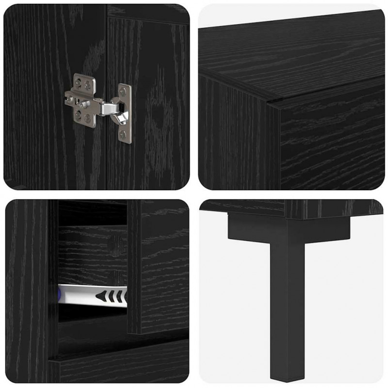 Highboard z szufladą 2 pcs Czarny Dąb Materiał drewnopochodny