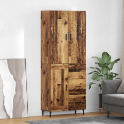 Highboard 2 pcs Stare drewno Drewno inżynieryjne i szkło