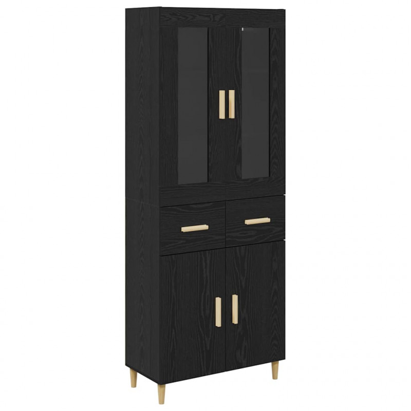 Highboard Czarny Dąb 69,5 x 34 x 180 cm Materiał drewnopochodny