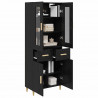 Highboard Czarny Dąb 69,5 x 34 x 180 cm Materiał drewnopochodny