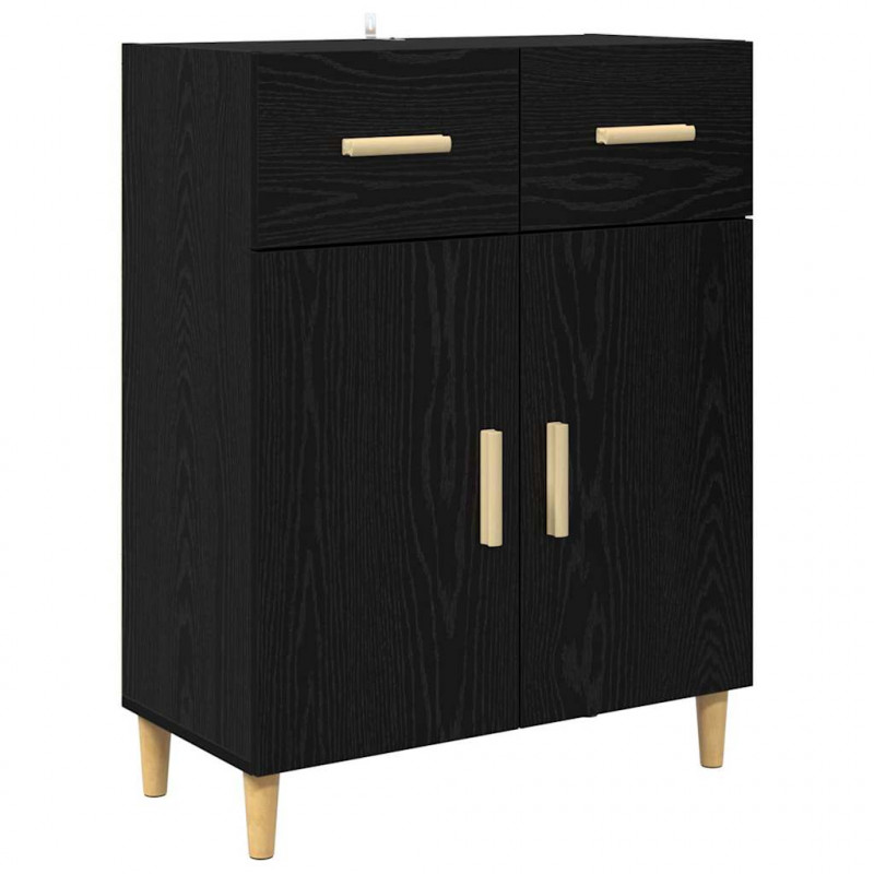 Highboard Czarny Dąb 69,5 x 34 x 180 cm Materiał drewnopochodny