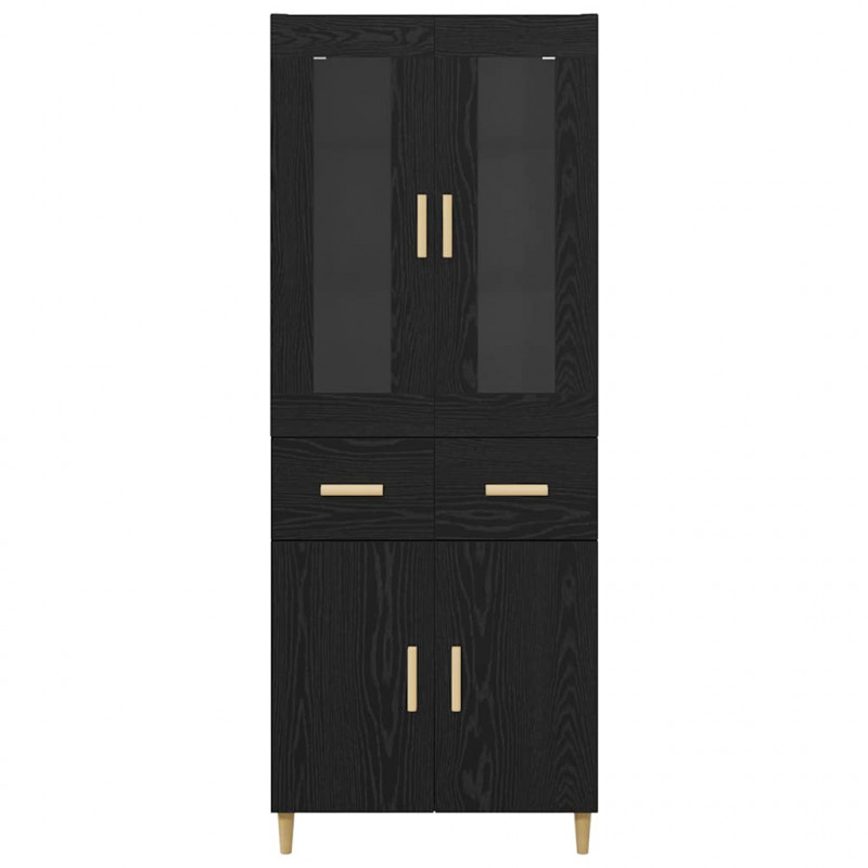 Highboard Czarny Dąb 69,5 x 34 x 180 cm Materiał drewnopochodny