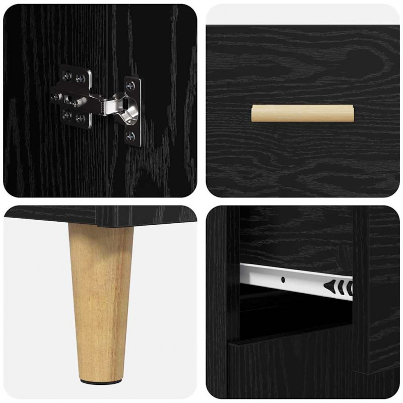 Highboard Czarny Dąb 69,5 x 34 x 180 cm Materiał drewnopochodny