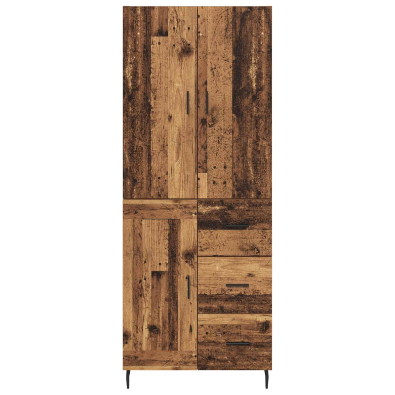 Highboard 2 pcs Stare drewno Drewno inżynieryjne i szkło