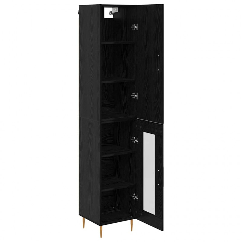 Highboard 2 pcs Czarny Dąb Materiał drewnopochodny