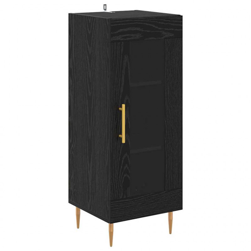 Highboard 2 pcs Czarny Dąb Materiał drewnopochodny