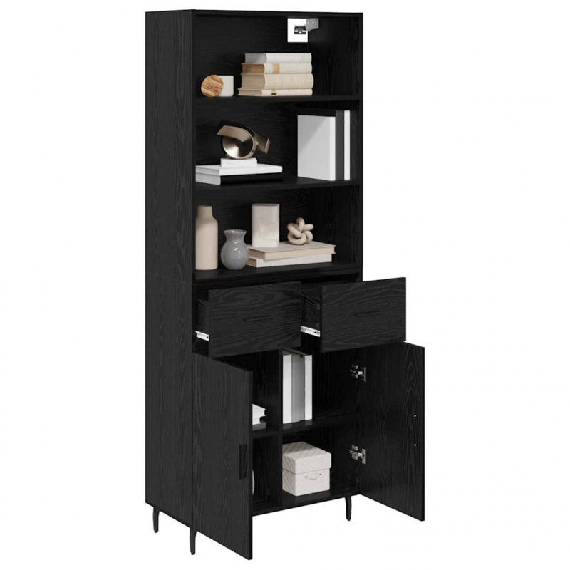 Highboard z szufladą Czarny Dąb 69,5 x 34 x 180 cm