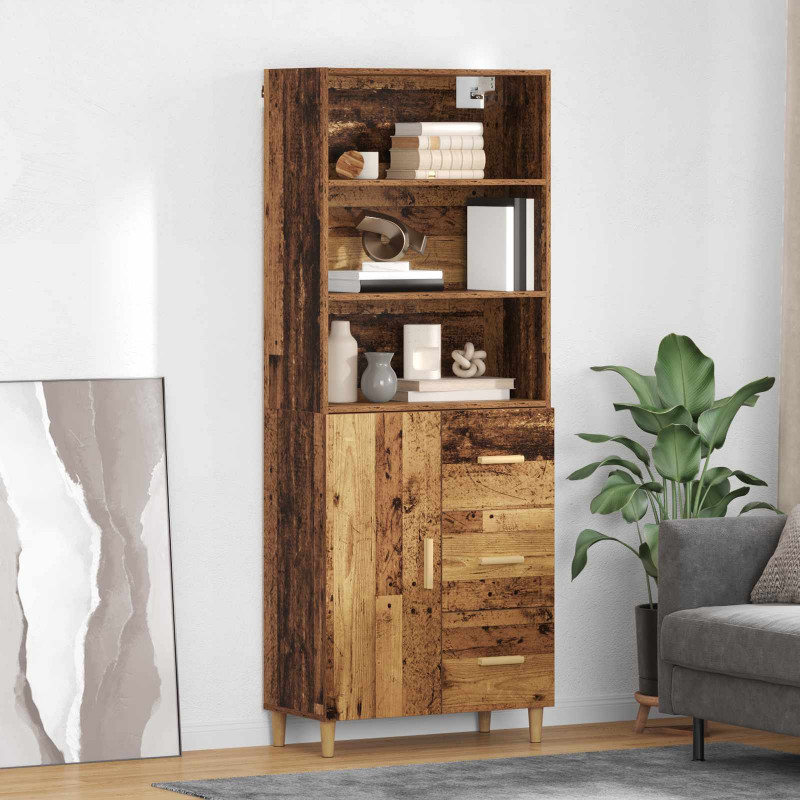 Highboard z szufladą Stare drewno 69,5 x 32,5 x 180 cm