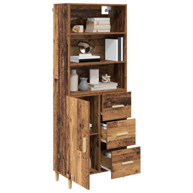 Highboard z szufladą Stare drewno 69,5 x 32,5 x 180 cm