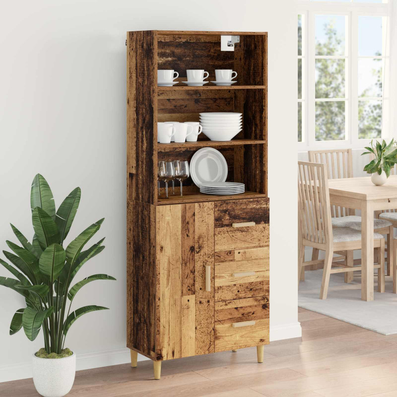 Highboard z szufladą Stare drewno 69,5 x 32,5 x 180 cm