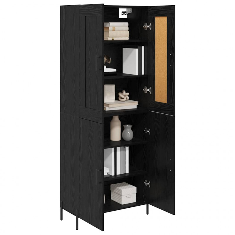 Highboard 2 pcs Czarny Dąb Materiał drewnopochodny