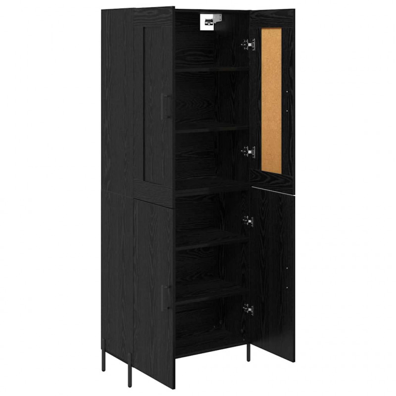 Highboard 2 pcs Czarny Dąb Materiał drewnopochodny