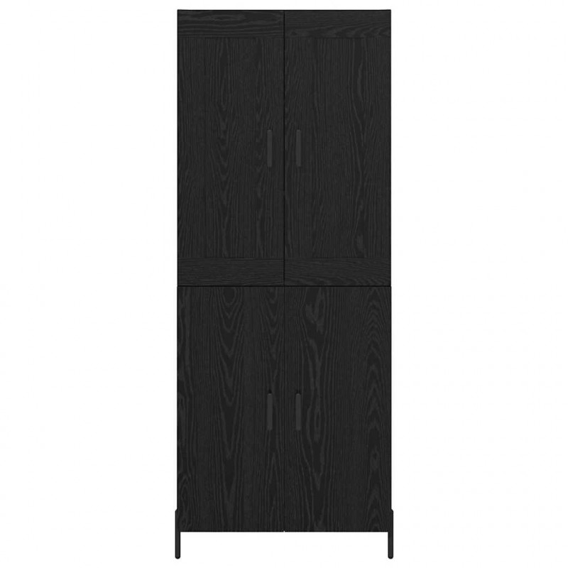 Highboard 2 pcs Czarny Dąb Materiał drewnopochodny