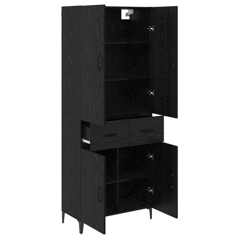 Highboard Czarny Dąb 69,5 x 34 x 180 cm Materiał drewnopochodny