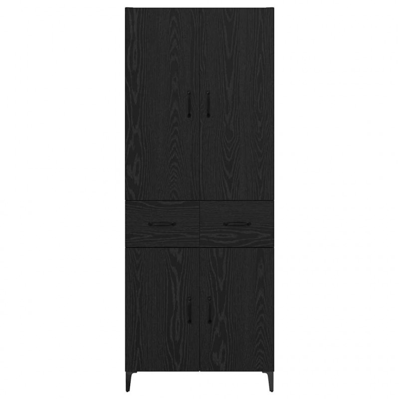 Highboard Czarny Dąb 69,5 x 34 x 180 cm Materiał drewnopochodny