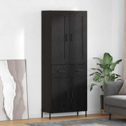 Highboard z szufladą 2 pcs Czarny Dąb Materiał drewnopochodny
