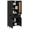 Highboard z szufladą 2 pcs Czarny Dąb Materiał drewnopochodny