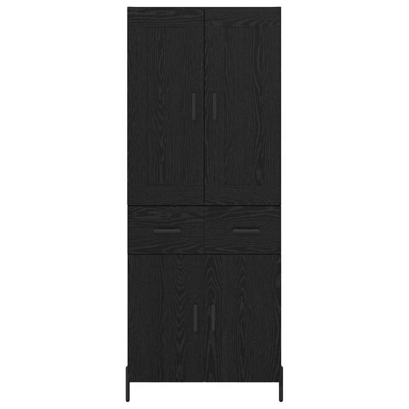 Highboard z szufladą 2 pcs Czarny Dąb Materiał drewnopochodny