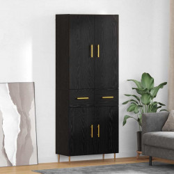 Highboard Czarny Dąb 69,5 x 34 x 180 cm Materiał drewnopochodny