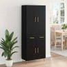 Highboard Czarny Dąb 69,5 x 34 x 180 cm Materiał drewnopochodny