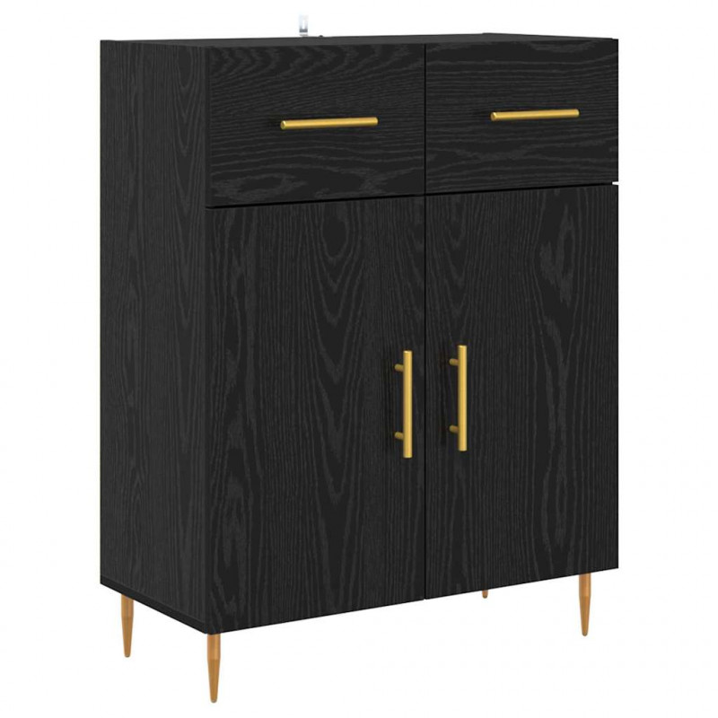 Highboard Czarny Dąb 69,5 x 34 x 180 cm Materiał drewnopochodny