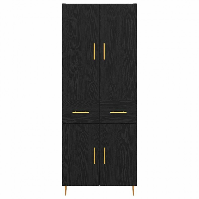 Highboard Czarny Dąb 69,5 x 34 x 180 cm Materiał drewnopochodny