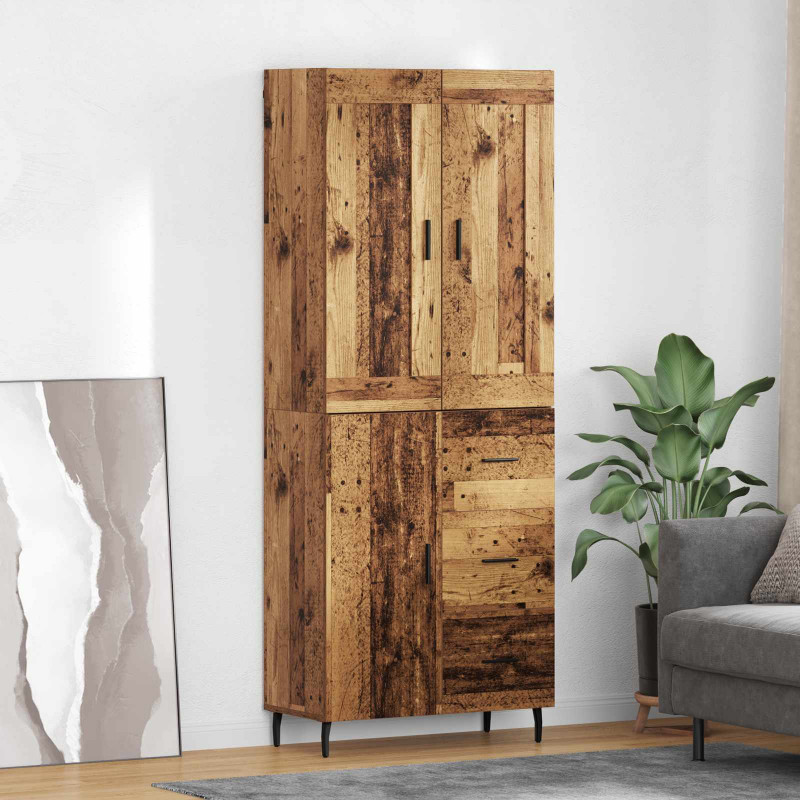 Highboard z szufladą 2 pcs Stare drewno Materiał drewnopochodny