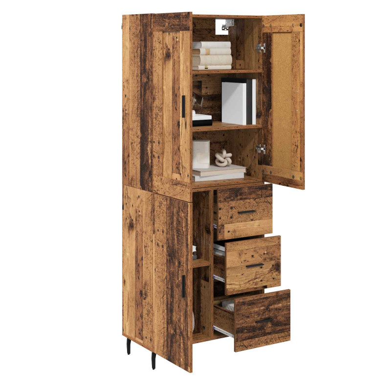 Highboard z szufladą 2 pcs Stare drewno Materiał drewnopochodny