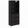 Highboard Czarny dąb 69,5 x 34 x 180 cm Materiał drewnopochodny