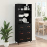 Highboard Czarny dąb 69,5 x 34 x 180 cm Materiał drewnopochodny