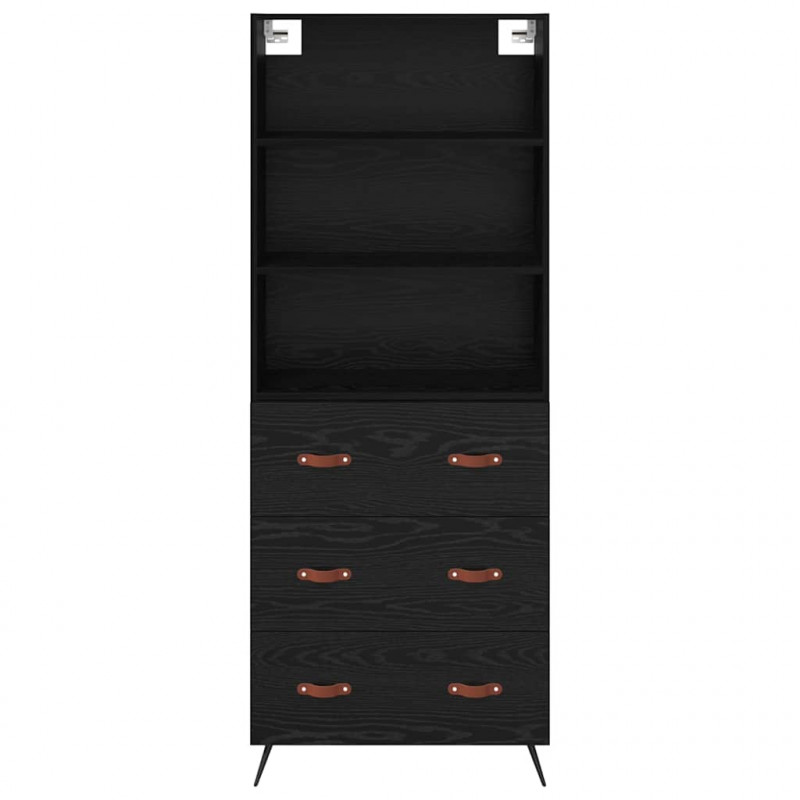 Highboard Czarny dąb 69,5 x 34 x 180 cm Materiał drewnopochodny