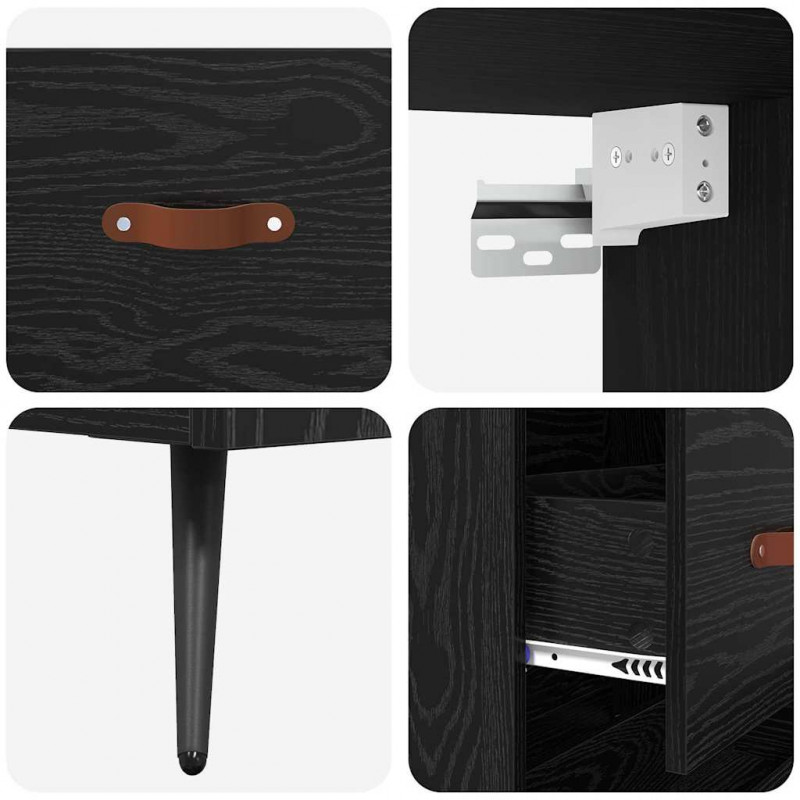 Highboard Czarny dąb 69,5 x 34 x 180 cm Materiał drewnopochodny
