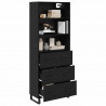 Highboard Czarny Dąb 69,5 x 34 x 180 cm Materiał drewnopochodny