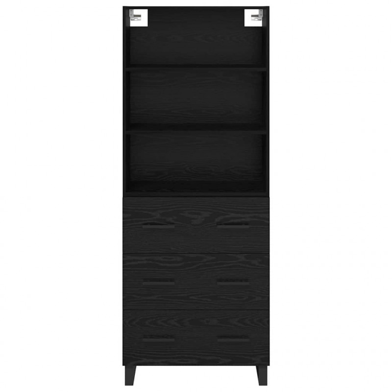 Highboard Czarny Dąb 69,5 x 34 x 180 cm Materiał drewnopochodny