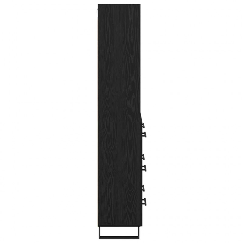 Highboard Czarny Dąb 69,5 x 34 x 180 cm Materiał drewnopochodny
