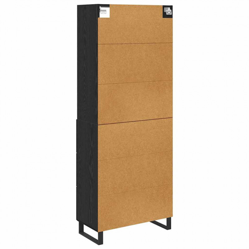 Highboard Czarny Dąb 69,5 x 34 x 180 cm Materiał drewnopochodny