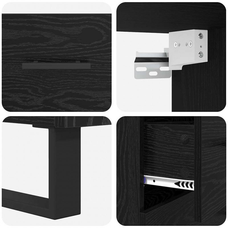 Highboard Czarny Dąb 69,5 x 34 x 180 cm Materiał drewnopochodny