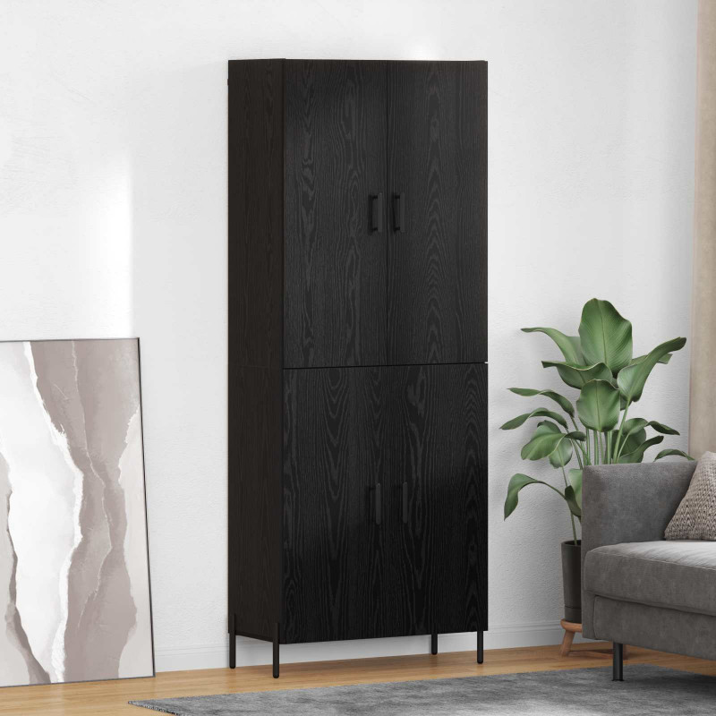 Highboard Czarny Dąb 69,5 x 34 x 180 cm Materiał drewnopochodny