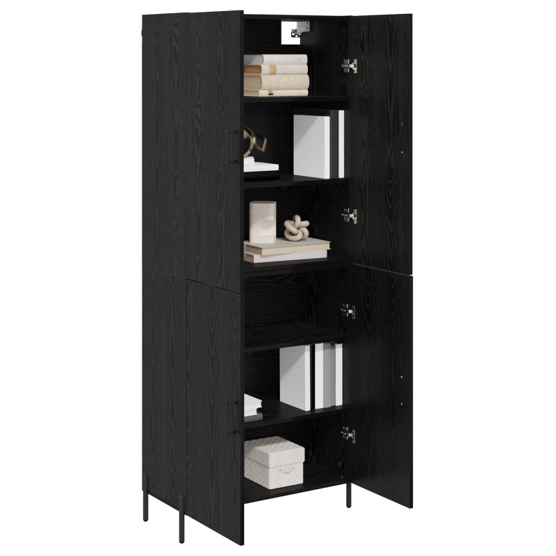 Highboard Czarny Dąb 69,5 x 34 x 180 cm Materiał drewnopochodny