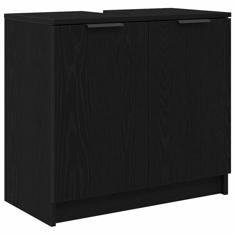 Zestaw Szafek Łazienkowych z półką z drzwiami 2 pcs Czarny Dąb