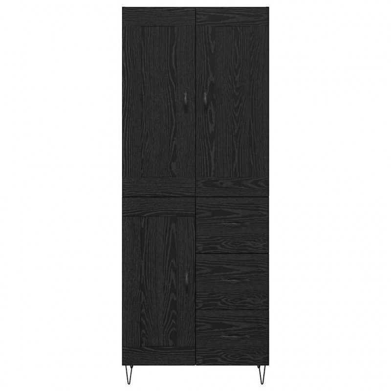Highboard Czarny Dąb 69,5 x 34 x 180 cm Materiał drewnopochodny
